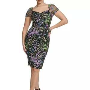 Kensie Women's Floral Embroidered Mesh‎ Dress